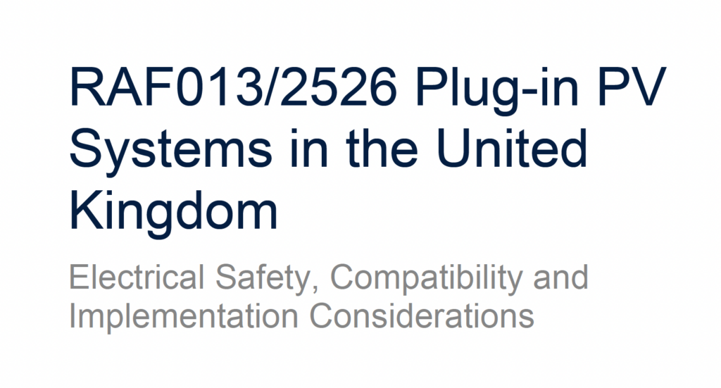 Study for UK Government: Plug-in PV Proven Safe in Britain as Well Study for UK Government: Plug-in PV Proven Safe in Britain as Well
